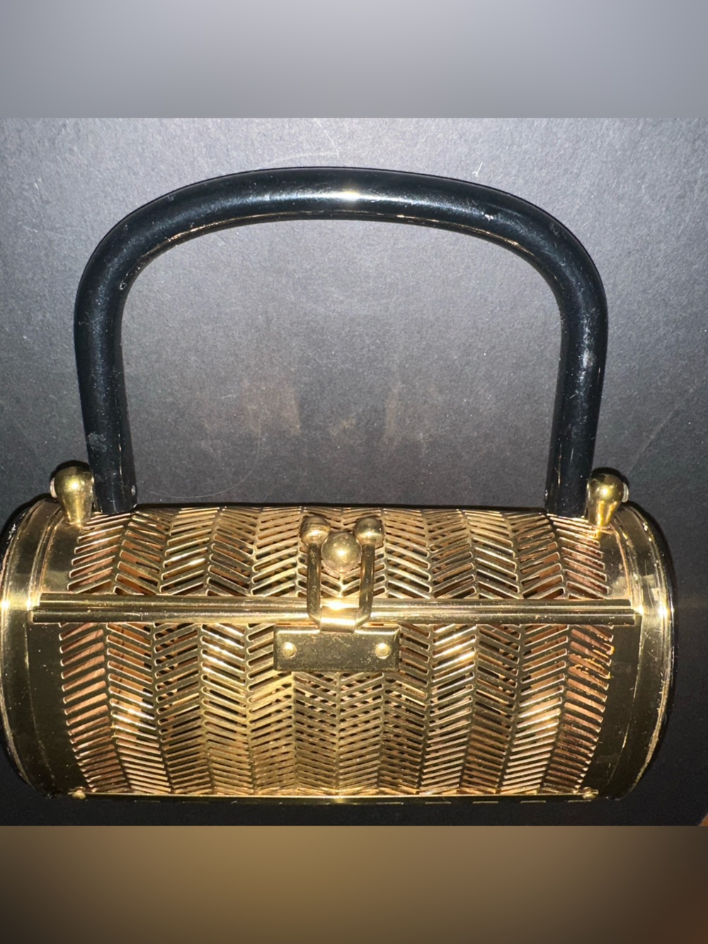 Vintage Dorset Rex Fifth Avenue Handbag Barrel Purse Rare Black Top Handle